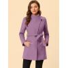 imageAllegra K Womens Classic Stand Collar Outwear Overcoat Long Sleeve Winter Belted Pea CoatLight Purple