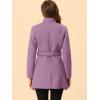 imageAllegra K Womens Classic Stand Collar Outwear Overcoat Long Sleeve Winter Belted Pea CoatLight Purple