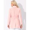 imageAllegra K Womens Classic Stand Collar Outwear Overcoat Long Sleeve Winter Belted Pea CoatPink