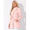 imageAllegra K Womens Classic Stand Collar Outwear Overcoat Long Sleeve Winter Belted Pea CoatPink