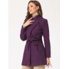 imageAllegra K Womens Classic Stand Collar Outwear Overcoat Long Sleeve Winter Belted Pea CoatPurple