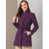 imageAllegra K Womens Classic Stand Collar Outwear Overcoat Long Sleeve Winter Belted Pea CoatPurple