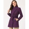 imageAllegra K Womens Classic Stand Collar Outwear Overcoat Long Sleeve Winter Belted Pea CoatPurple