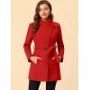 imageAllegra K Womens Classic Stand Collar Outwear Overcoat Long Sleeve Winter Belted Pea CoatRed