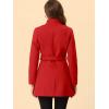 imageAllegra K Womens Classic Stand Collar Outwear Overcoat Long Sleeve Winter Belted Pea CoatRed