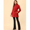 imageAllegra K Womens Classic Stand Collar Outwear Overcoat Long Sleeve Winter Belted Pea CoatRed