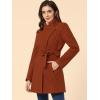 imageAllegra K Womens Classic Stand Collar Outwear Overcoat Long Sleeve Winter Belted Pea CoatRed Brown
