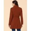 imageAllegra K Womens Classic Stand Collar Outwear Overcoat Long Sleeve Winter Belted Pea CoatRed Brown