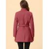 imageAllegra K Womens Classic Stand Collar Outwear Overcoat Long Sleeve Winter Belted Pea CoatWatermelon Red