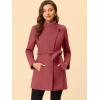 imageAllegra K Womens Classic Stand Collar Outwear Overcoat Long Sleeve Winter Belted Pea CoatWatermelon Red