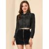 imageAllegra K Womens Denim Jackets 2025 Casual Button Down Long Sleeves Crop Jean JacketBlack