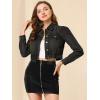imageAllegra K Womens Denim Jackets 2025 Casual Button Down Long Sleeves Crop Jean JacketBlack