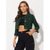 imageAllegra K Womens Denim Jackets 2025 Casual Button Down Long Sleeves Crop Jean JacketDark Green