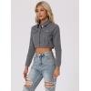 imageAllegra K Womens Denim Jackets 2025 Casual Button Down Long Sleeves Crop Jean JacketGrey