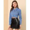 imageAllegra K Womens Denim Jackets 2025 Casual Button Down Long Sleeves Crop Jean JacketLight Blue