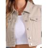 imageAllegra K Womens Denim Jackets 2025 Casual Button Down Long Sleeves Crop Jean JacketLight Khaki
