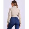 imageAllegra K Womens Denim Jackets 2025 Casual Button Down Long Sleeves Crop Jean JacketLight Khaki