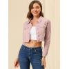 imageAllegra K Womens Denim Jackets 2025 Casual Button Down Long Sleeves Crop Jean JacketPink