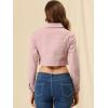 imageAllegra K Womens Denim Jackets 2025 Casual Button Down Long Sleeves Crop Jean JacketPink
