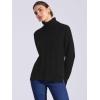 imageAllegra K Womens Oversized Sweaters Turtleneck Spilt Hem Cable Knit Pullover TopsBlack