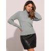 imageAllegra K Womens Ribbed Long Sleeve Turtleneck Stretch Winter Pullover Knit Sweater TopGray