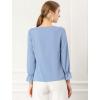 imageAllegra K Womens Ruffle Blouse for Business Work Elegant V Neck Long Sleeve Casual Dressy TopBaby Blue