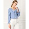 imageAllegra K Womens Ruffle Blouse for Business Work Elegant V Neck Long Sleeve Casual Dressy TopBaby Blue