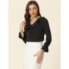 imageAllegra K Womens Ruffle Blouse for Business Work Elegant V Neck Long Sleeve Casual Dressy TopBlack