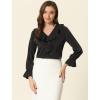 imageAllegra K Womens Ruffle Blouse for Business Work Elegant V Neck Long Sleeve Casual Dressy TopBlack