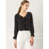 imageAllegra K Womens Ruffle Blouse for Business Work Elegant V Neck Long Sleeve Casual Dressy TopBlack