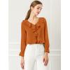 imageAllegra K Womens Ruffle Blouse for Business Work Elegant V Neck Long Sleeve Casual Dressy TopBrown