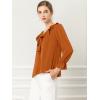 imageAllegra K Womens Ruffle Blouse for Business Work Elegant V Neck Long Sleeve Casual Dressy TopBrown
