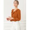 imageAllegra K Womens Ruffle Blouse for Business Work Elegant V Neck Long Sleeve Casual Dressy TopBrown