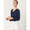 imageAllegra K Womens Ruffle Blouse for Business Work Elegant V Neck Long Sleeve Casual Dressy TopDark Blue