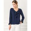 imageAllegra K Womens Ruffle Blouse for Business Work Elegant V Neck Long Sleeve Casual Dressy TopDark Blue