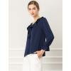 imageAllegra K Womens Ruffle Blouse for Business Work Elegant V Neck Long Sleeve Casual Dressy TopDark Blue