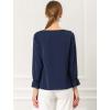 imageAllegra K Womens Ruffle Blouse for Business Work Elegant V Neck Long Sleeve Casual Dressy TopDark Blue