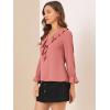 imageAllegra K Womens Ruffle Blouse for Business Work Elegant V Neck Long Sleeve Casual Dressy TopDark Pink