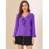 imageAllegra K Womens Ruffle Blouse for Business Work Elegant V Neck Long Sleeve Casual Dressy TopDark Purple