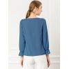 imageAllegra K Womens Ruffle Blouse for Business Work Elegant V Neck Long Sleeve Casual Dressy TopDusty Blue