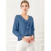 imageAllegra K Womens Ruffle Blouse for Business Work Elegant V Neck Long Sleeve Casual Dressy TopDusty Blue