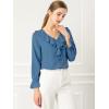 imageAllegra K Womens Ruffle Blouse for Business Work Elegant V Neck Long Sleeve Casual Dressy TopDusty Blue