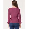 imageAllegra K Womens Ruffle Blouse for Business Work Elegant V Neck Long Sleeve Casual Dressy TopFushcia