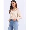 imageAllegra K Womens Ruffle Blouse for Business Work Elegant V Neck Long Sleeve Casual Dressy TopLight Beige