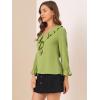 imageAllegra K Womens Ruffle Blouse for Business Work Elegant V Neck Long Sleeve Casual Dressy TopPea Green