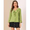 imageAllegra K Womens Ruffle Blouse for Business Work Elegant V Neck Long Sleeve Casual Dressy TopPea Green