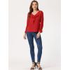 imageAllegra K Womens Ruffle Blouse for Business Work Elegant V Neck Long Sleeve Casual Dressy TopRed