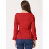 imageAllegra K Womens Ruffle Blouse for Business Work Elegant V Neck Long Sleeve Casual Dressy TopRed