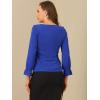 imageAllegra K Womens Ruffle Blouse for Business Work Elegant V Neck Long Sleeve Casual Dressy TopRoyal Blue