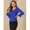 imageAllegra K Womens Ruffle Blouse for Business Work Elegant V Neck Long Sleeve Casual Dressy TopRoyal Blue